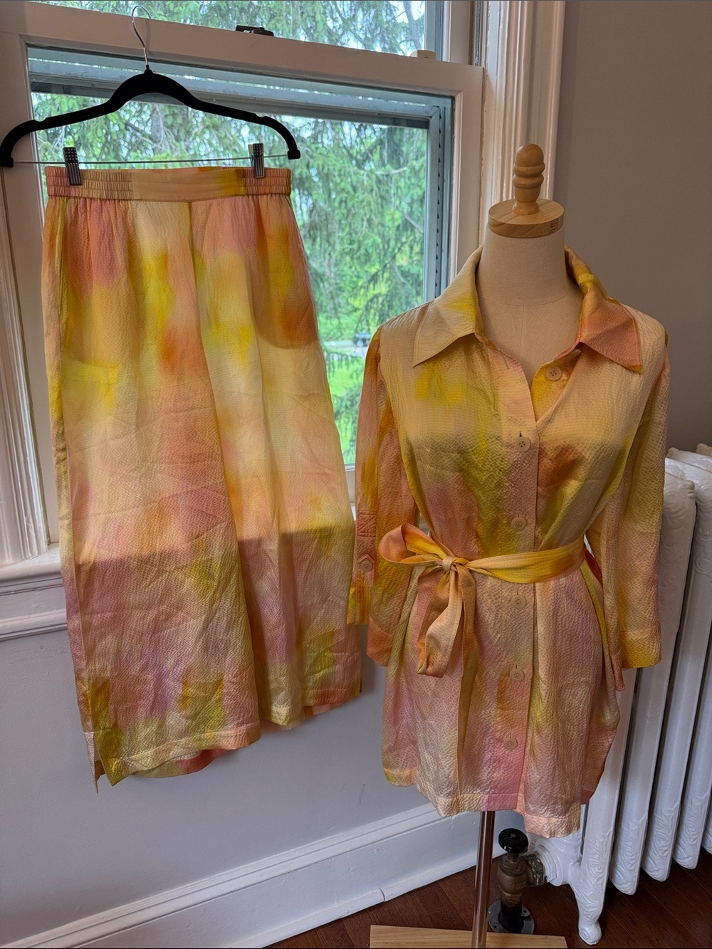 Rodebjer 100% silk Wide Leg Pant and blouse Set